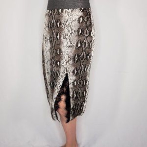 Snake Print Lace Skirt